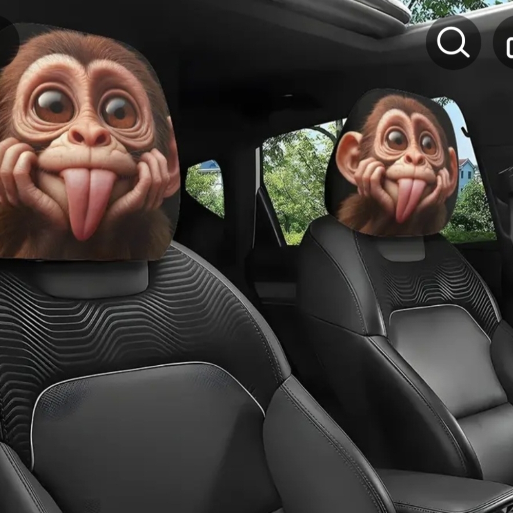 Monkey Face Car Head Rest Seat Covers